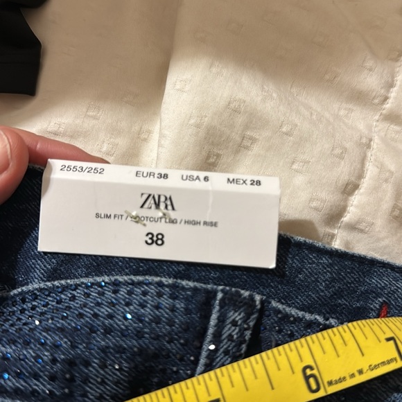 Zara Women High Waist Bootcut Rhinestone Embellished Jeans 2024 - Picture 13 of 15